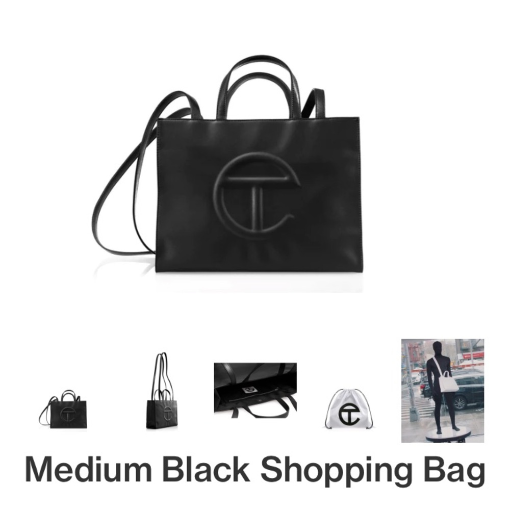 Telfar medium black shopping bag